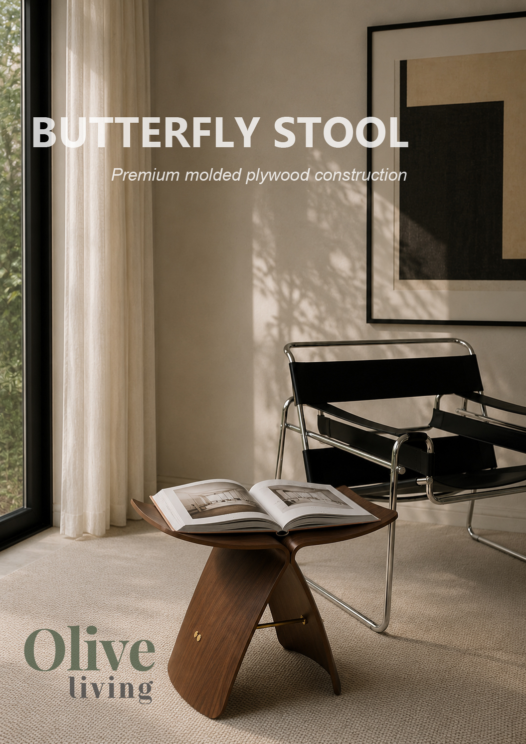 Ghế Butterfly Stool Gỗ Óc Chó Cao Cấp Chuẩn Scandinavian